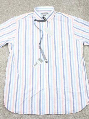 Daniel Cremieux Shirt NWT Mens Large Pink/Blue Signature Collection Cotton S/S